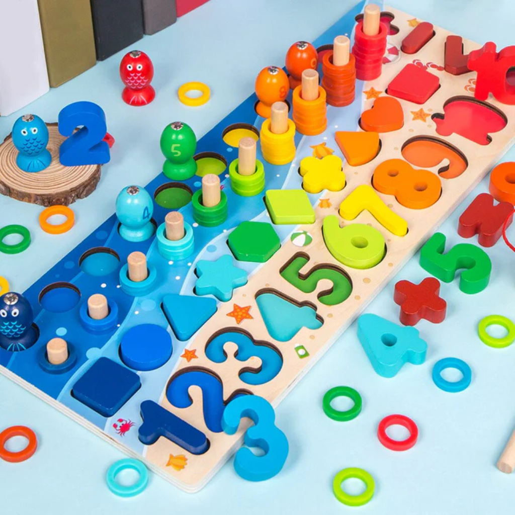 Buchenholzwunder | Montessori-Lernspielzeug für interaktives Lernen 0