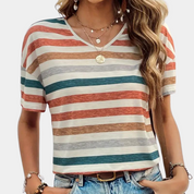 GABBY | Avslappnad randig dam-T-shirt