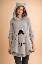 Fiona | Mysig luvtröja med kattöron
