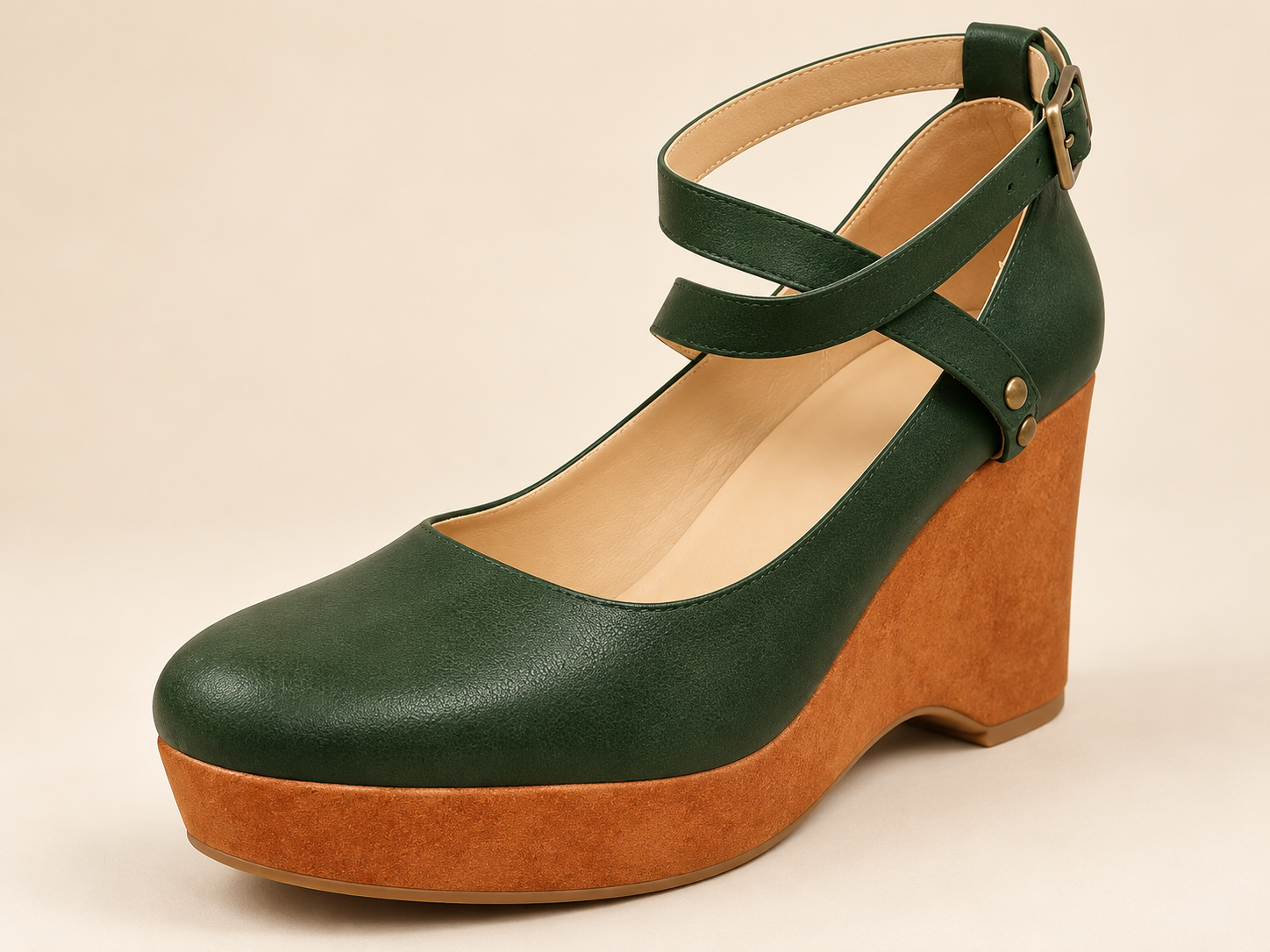 Elegante Keilabsätze mit geschlossener Spitze und verstellbarem Knöchelriemen für Damen