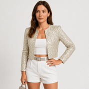 Dam aftonjacka Festlig paljettstrukturerad blazer  