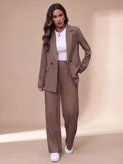 Clara | Damen Taillierter Zweireihiger Hosenanzug mit Weiter Hose, Burgundy 11