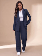 Clara | Damen Taillierter Zweireihiger Hosenanzug mit Weiter Hose, Burgundy 9