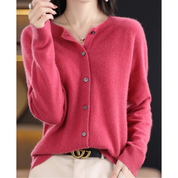 DANIELLE | Pure Merino Wolle Damen O-Hals Cardigan 0