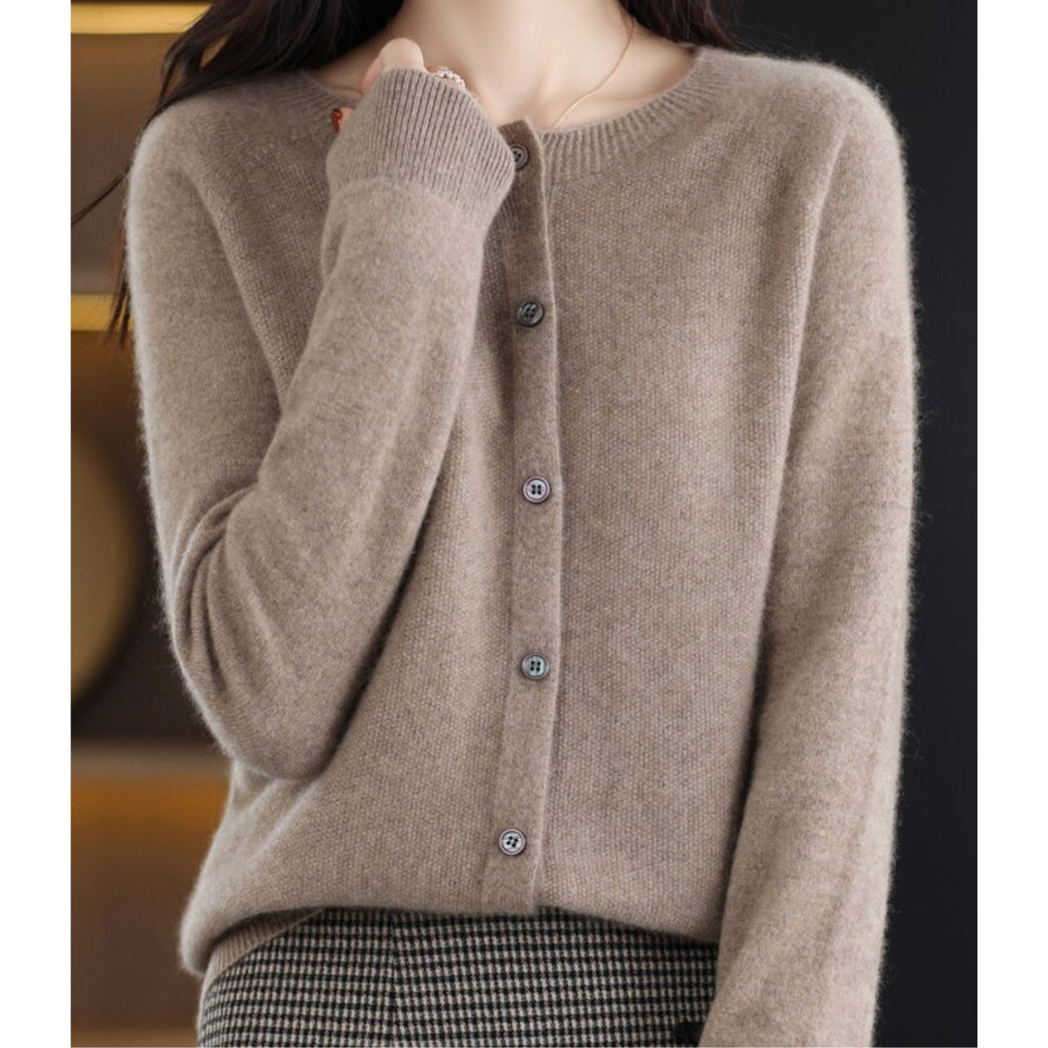 DANIELLE | Pure Merino Wolle Damen O-Hals Cardigan 13