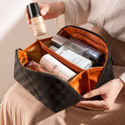 Damen-Reisekulturtasche, stilvolles Karomuster, strapazierfähiges Material 3