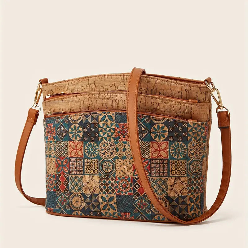 Damen-Schultertasche im Ethno-Stil aus PU-Leder 3