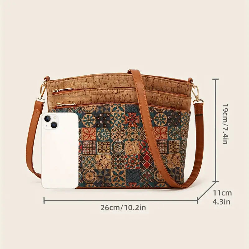 Damen-Schultertasche im Ethno-Stil aus PU-Leder 4