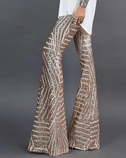 Damen Ausgestellte Paillettenhose Festlich Polyester Glänzend 0