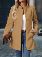 Damen Eleganter Stehkragen Blazer Figurschmeichelnder Taillierter Schnitt Modern 3