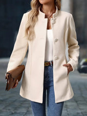 Damen Eleganter Stehkragen Blazer Figurschmeichelnder Taillierter Schnitt Modern 9