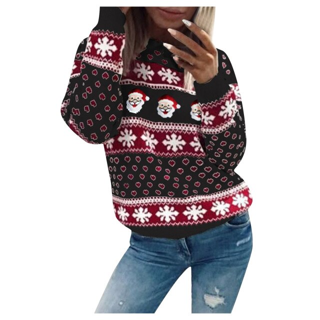 Damen Festlicher Weihnachtspullover Warm Hochwertiges Material 0