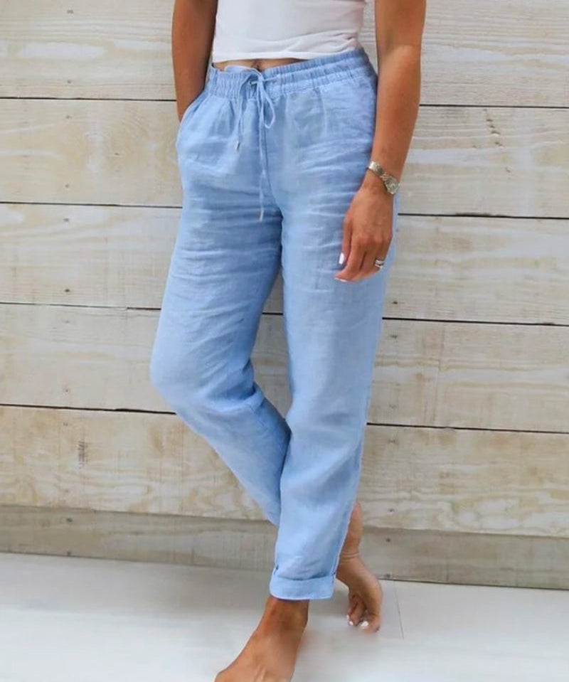 Damen Freizeithose mit elastischem Bund und Kordelzug für lässige Anlässe 0