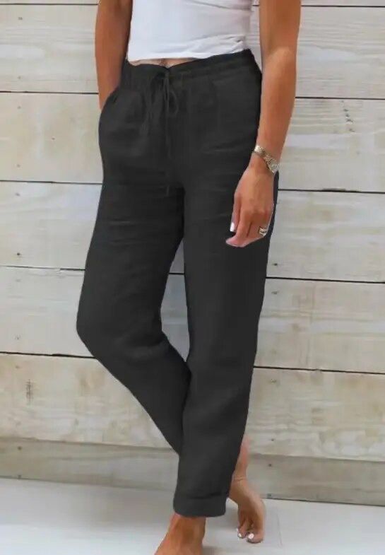 Damen Freizeithose mit elastischem Bund und Kordelzug für lässige Anlässe 3