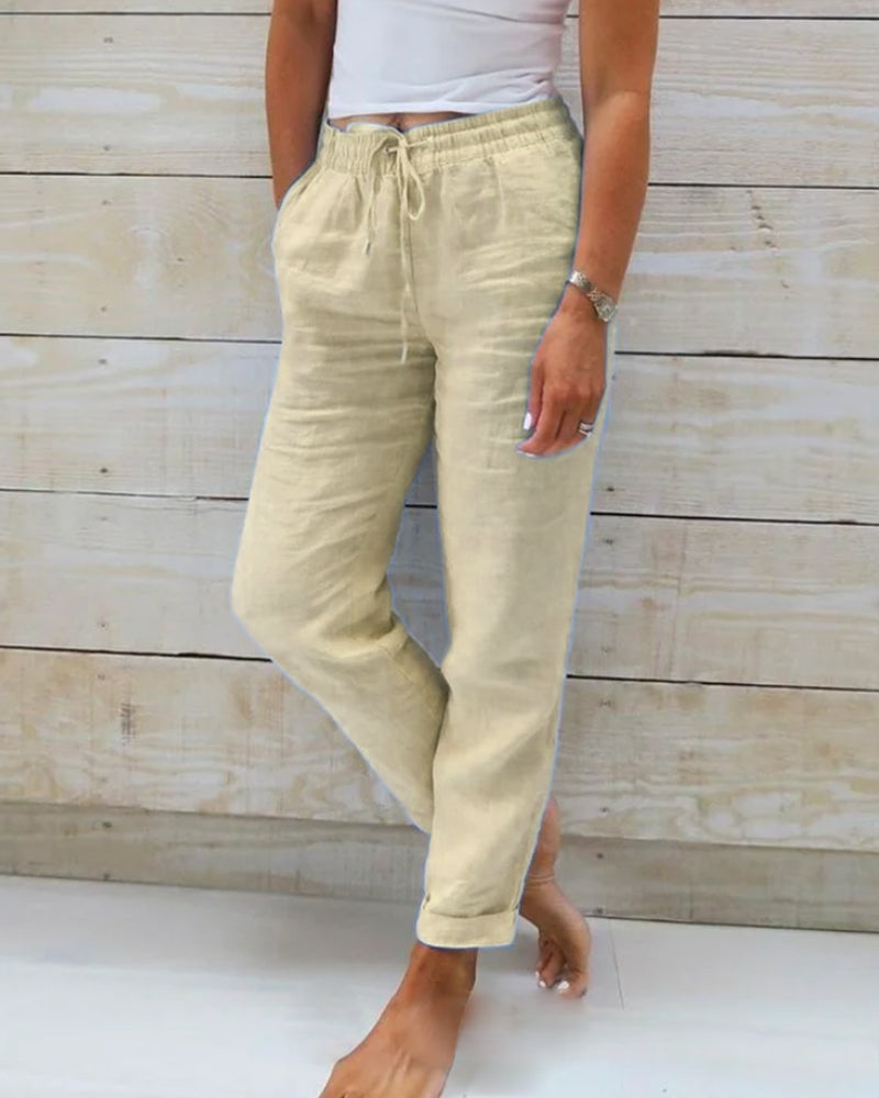 Damen Freizeithose mit elastischem Bund und Kordelzug für lässige Anlässe 5