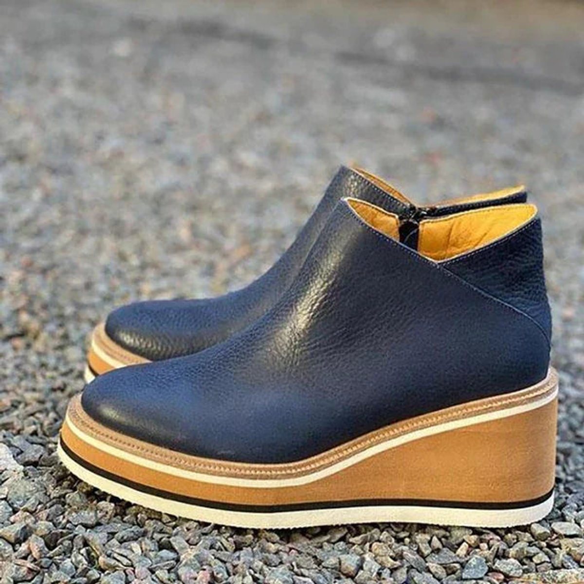 Damen Keilabsatz Ankle Boots mit Plateau und Arch Support – Stilvolle Herbst- und Winterstiefel mit seitlichem Reißverschluss 7