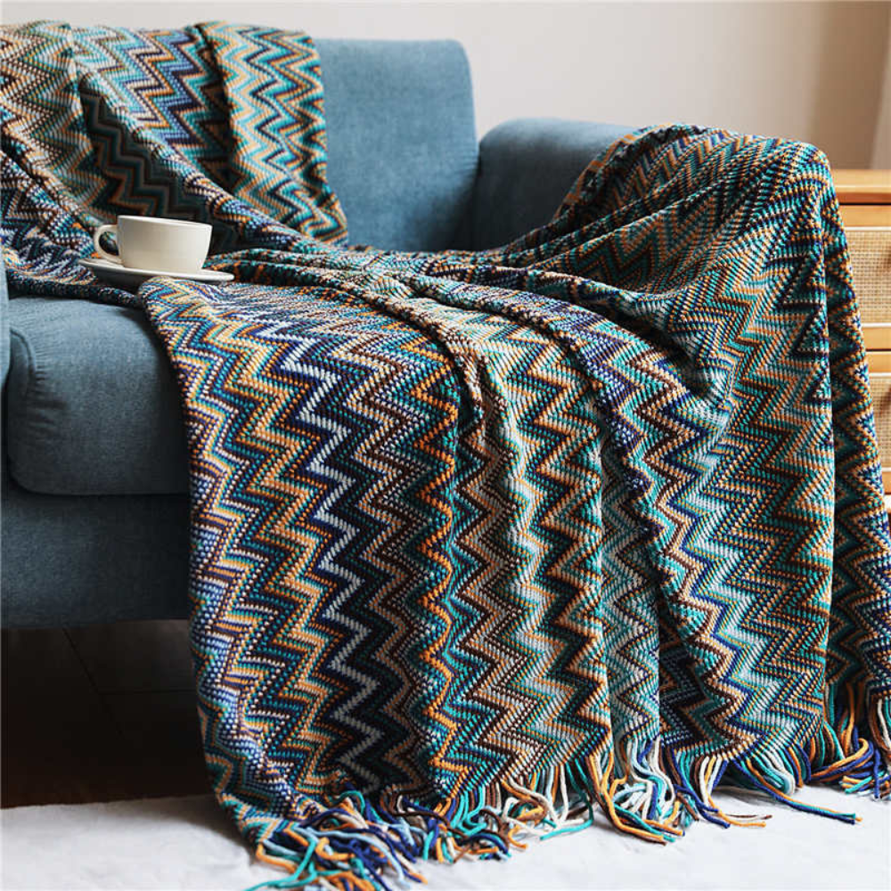Damen Kuscheldecke Gemustert mit Fransen 100% Acryl 0