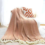 Damen Kuscheldecke Herringbone mit Fransen Mikrofaser Mix 1