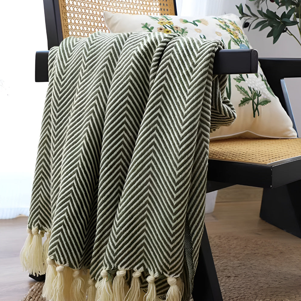Damen Kuscheldecke Herringbone mit Fransen Mikrofaser Mix 5