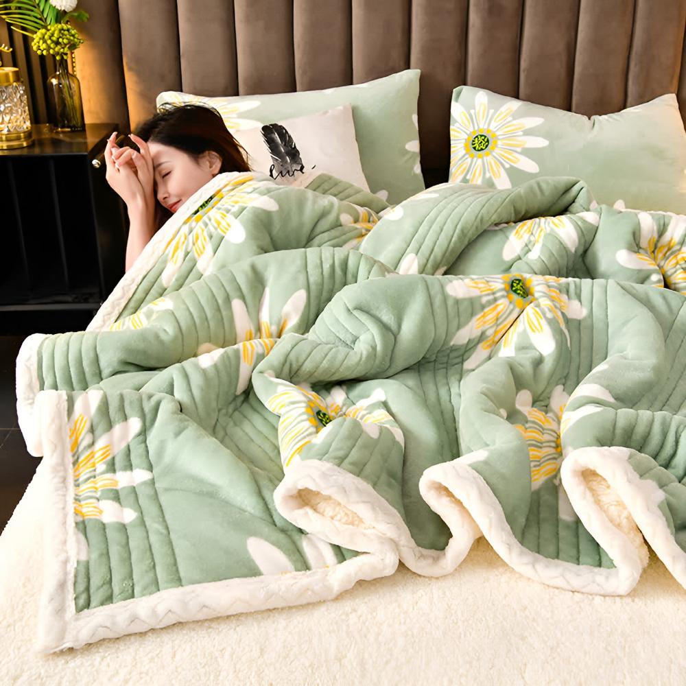 Damen Kuscheldecke Mit Blumenmuster Aus Milchvelours Und Lamm-Kaschmir 1