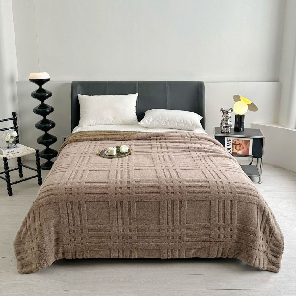 Damen Kuscheldecke aus Mikrofaser mit Stilvollem Karomuster für Gemütliche Abende 0