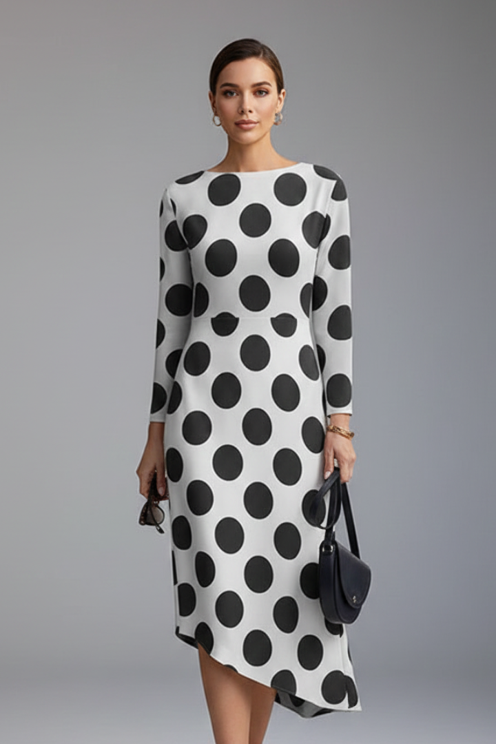 Damen Langarmkleid mit Unregelmäßigem Saum Sommerkleid Lässiger Schnitt 0