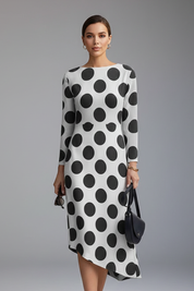 Damen Langarmkleid mit Unregelmäßigem Saum Sommerkleid Lässiger Schnitt 0