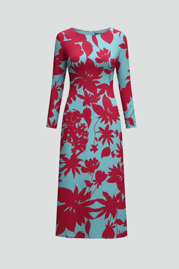 Damen Langarmkleid mit Unregelmäßigem Saum Sommerkleid Lässiger Schnitt 1