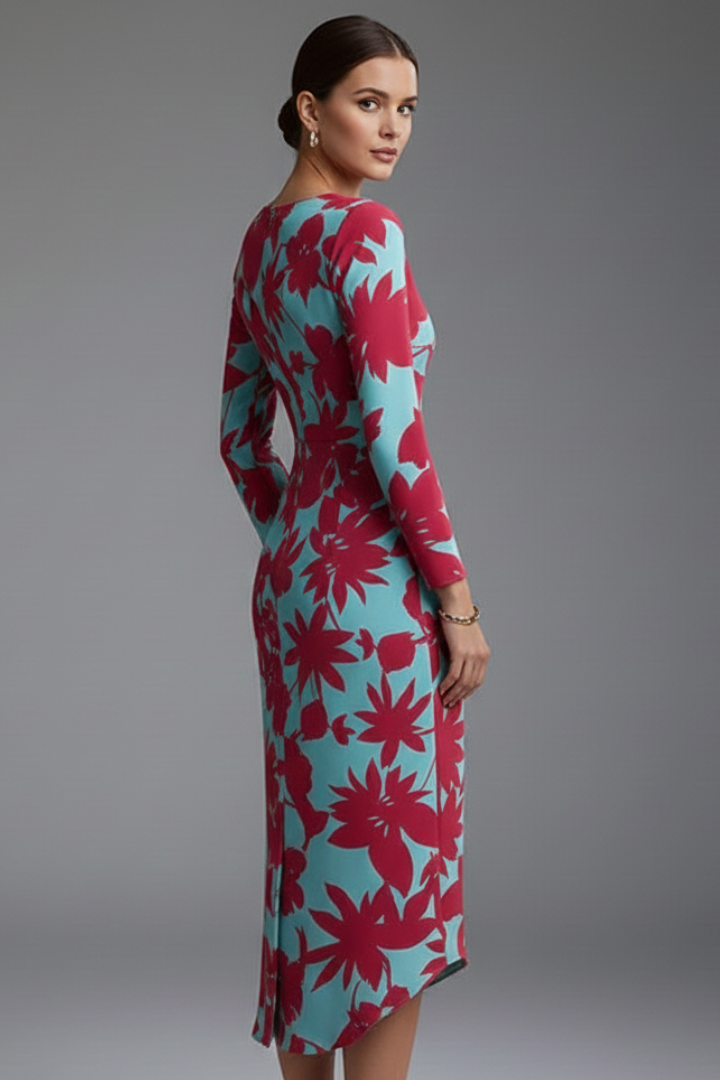 Damen Langarmkleid mit Unregelmäßigem Saum Sommerkleid Lässiger Schnitt 2
