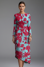 Damen Langarmkleid mit Unregelmäßigem Saum Sommerkleid Lässiger Schnitt 5