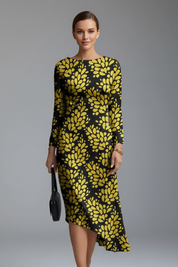 Damen Langarmkleid mit Unregelmäßigem Saum Sommerkleid Lässiger Schnitt 6