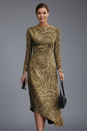 Damen Langarmkleid mit Unregelmäßigem Saum Sommerkleid Lässiger Schnitt 7
