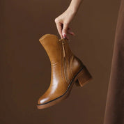 Damen Leder Ankle Boots mit Orthopädischer Arch Support und Blockabsatz 1