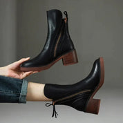 Damen Leder Ankle Boots mit Orthopädischer Arch Support und Blockabsatz 3