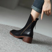 Damen Leder Ankle Boots mit Orthopädischer Arch Support und Blockabsatz 4