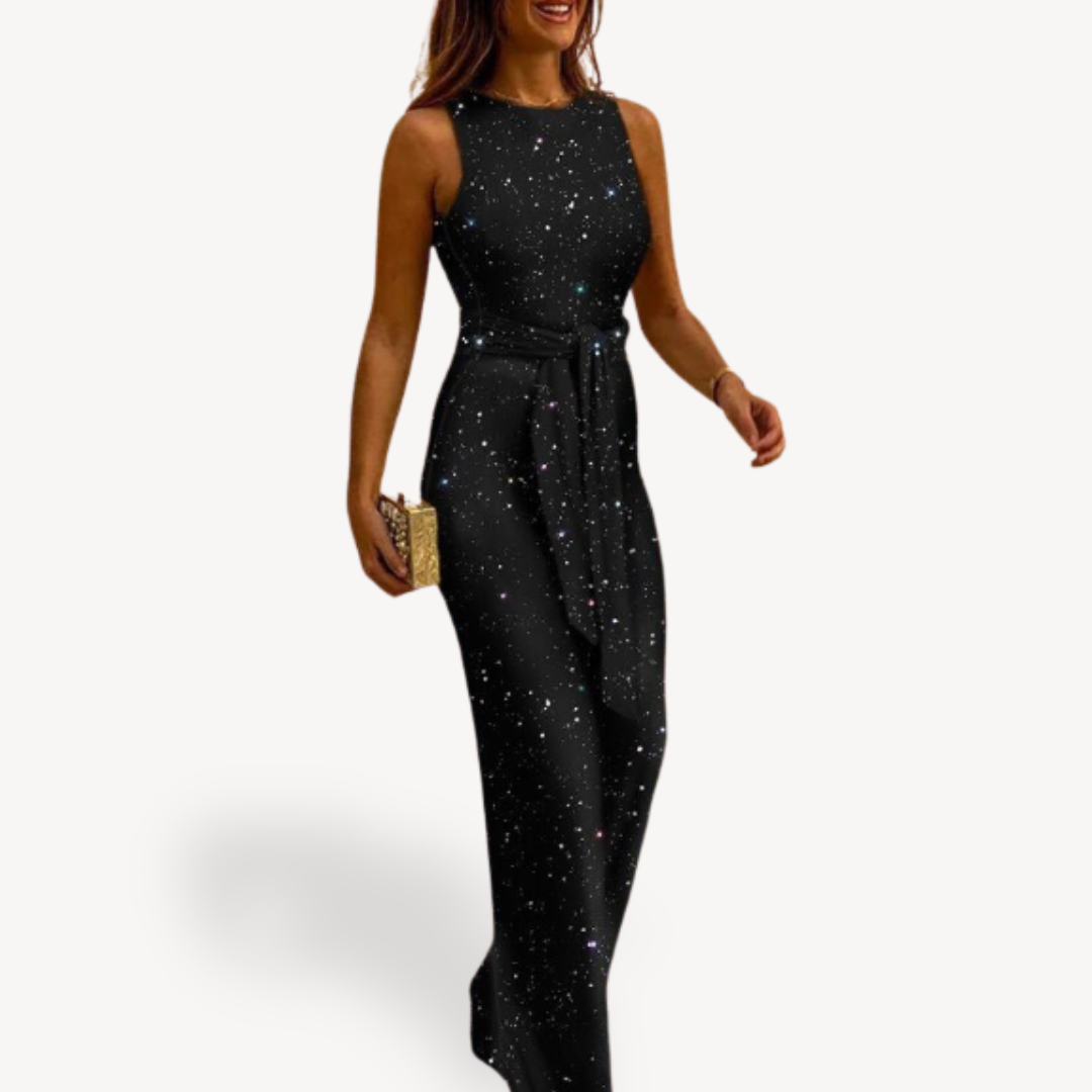Damen Maxi Jumpsuit Glamour Pailletten 0