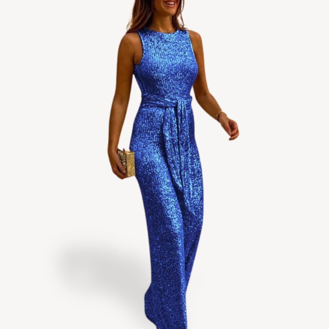 Damen Maxi Jumpsuit Glamour Pailletten 1