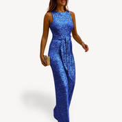 Damen Maxi Jumpsuit Glamour Pailletten 1