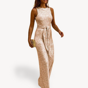 Damen Maxi Jumpsuit Glamour Pailletten 3