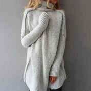 Damen Oversized Rollkragenpullover Grobstrick für Herbst und Winter - Bequemer Longpullover für Gemütliche Tage 0