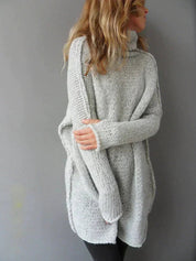 Damen Oversized Rollkragenpullover Grobstrick für Herbst und Winter - Bequemer Longpullover für Gemütliche Tage 1