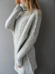 Damen Oversized Rollkragenpullover Grobstrick für Herbst und Winter - Bequemer Longpullover für Gemütliche Tage 2