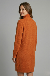 Damen Pulloverkleid mit Stehkragen und Knopfleiste Langarm Casual 4