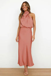 Damen Satin Cocktailkleid Elegant Schulterfrei Midi Abendkleid für festliche Anlässe 3