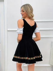 Damen Schwarz Schulterfrei Oktoberfest Dirndl Kleid 1