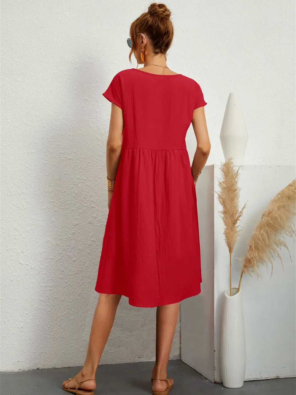 Damen Sommerkleid Mit Taschen Lässig Elegant Bequem Für Alltag Und Freizeit 2
