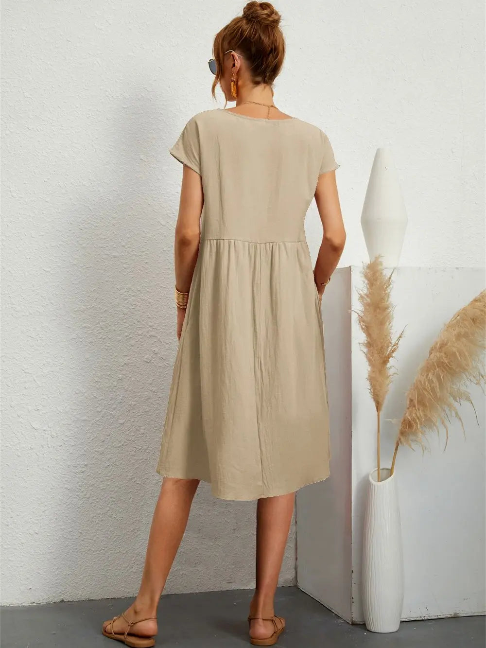 Damen Sommerkleid Mit Taschen Lässig Elegant Bequem Für Alltag Und Freizeit 4