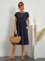 Damen Sommerkleid Mit Taschen Lässig Elegant Bequem Für Alltag Und Freizeit 5