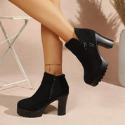 Damen Stiefeletten mit moderatem Blockabsatz und Reißverschluss 1