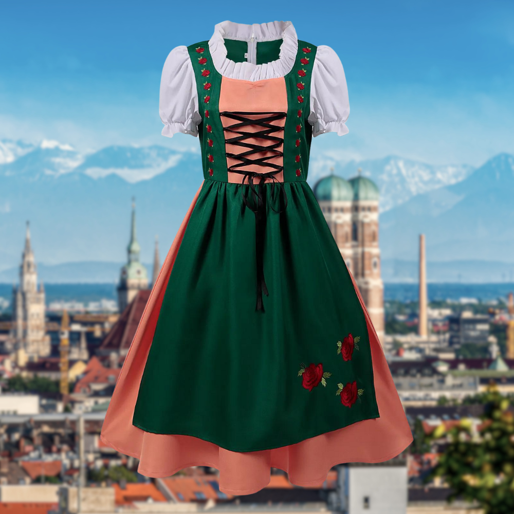 Damen Traditionelles Deutsches Midi Oktoberfest Dirndl Kleid 2